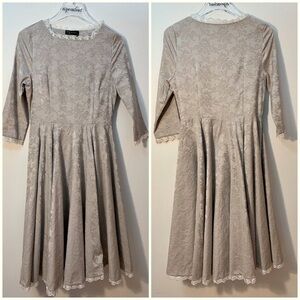 Maternity Three Seasons Brocade Lace Gray Dress